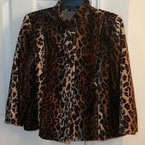 Chico's Leopard faux fur jacket